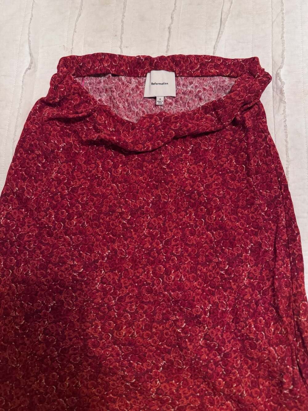 Reformation Red Floral Midi Skirt Size 6